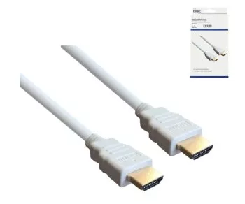 HDMI kaabel 19-poolne A-pistiku ja A-pistiku vahel, kiire, 2m, valge